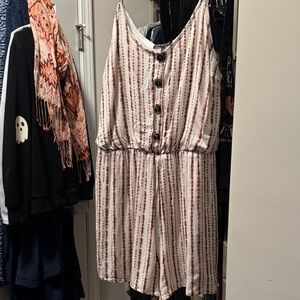 Staccato Maroon and White Striped Romper